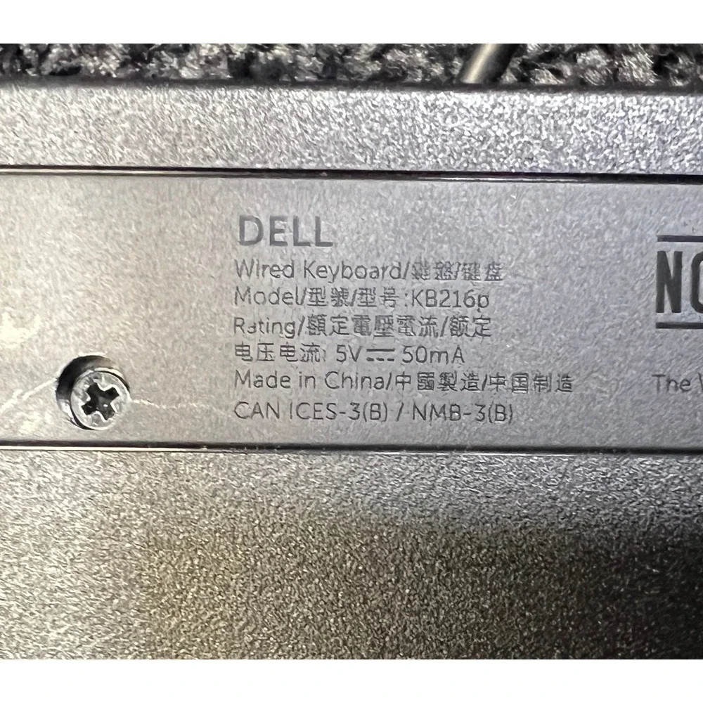 Dell Wired Keyboard Model KB216p‎ - Used Tested Works - Has both feet